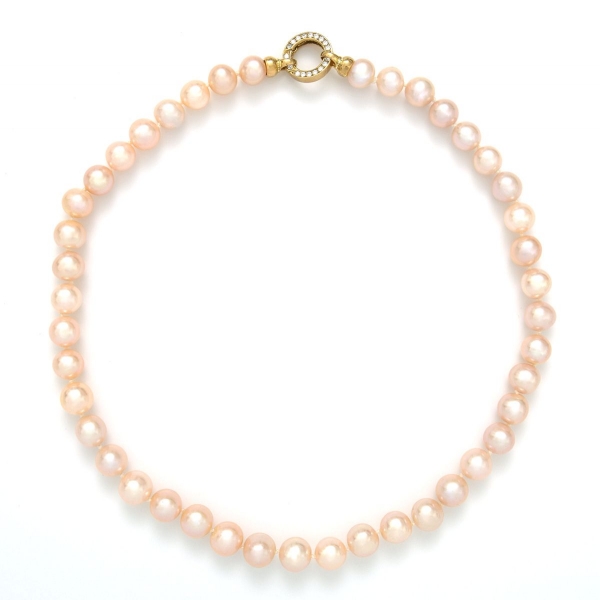 Perlenkette in Peach mit 10 mm Perlen