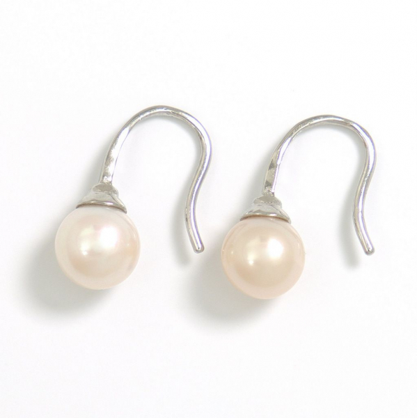Perlen Ohrhänger mit 8mm runden Perlen in Weiß