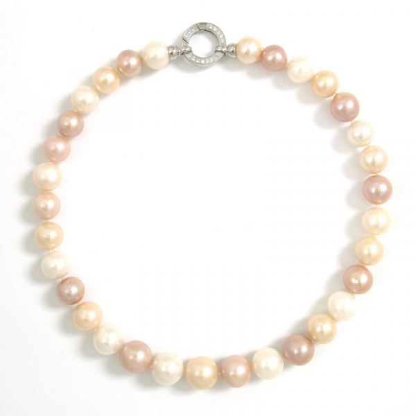 Perlen-Collier in Multi-Color mit 12,1 -14,9 mm Perlen