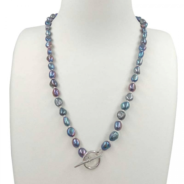 Perlenkette und Armband in Peacock mit 7-9 mm Perlen