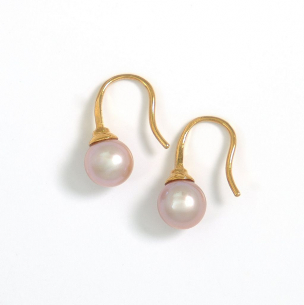 Perlen Ohrhänger mit 8mm runden Perlen in Rosa