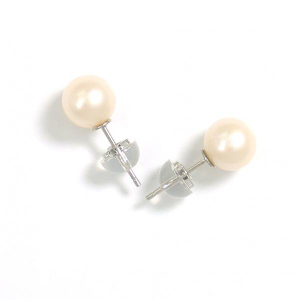 Perlen Ohrstecker mit 7mm runden Perlen in Weiß