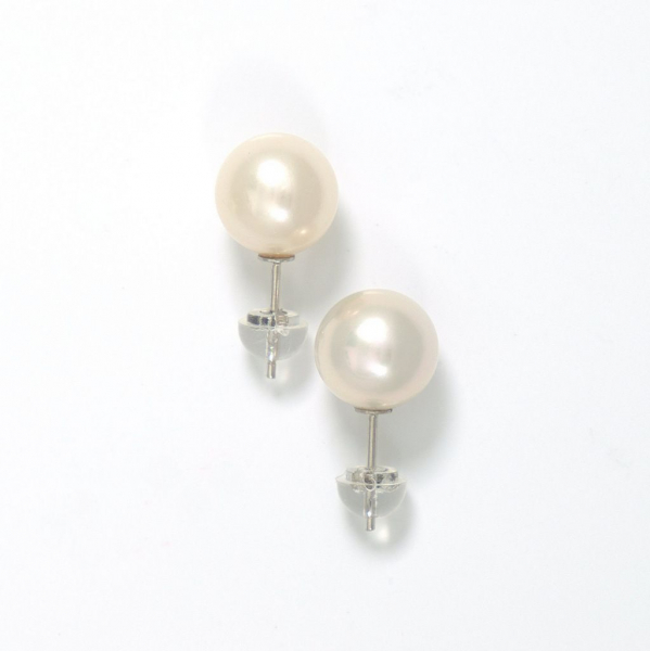Perlen Ohrstecker mit 10,0mm runden Perlen in Weiß