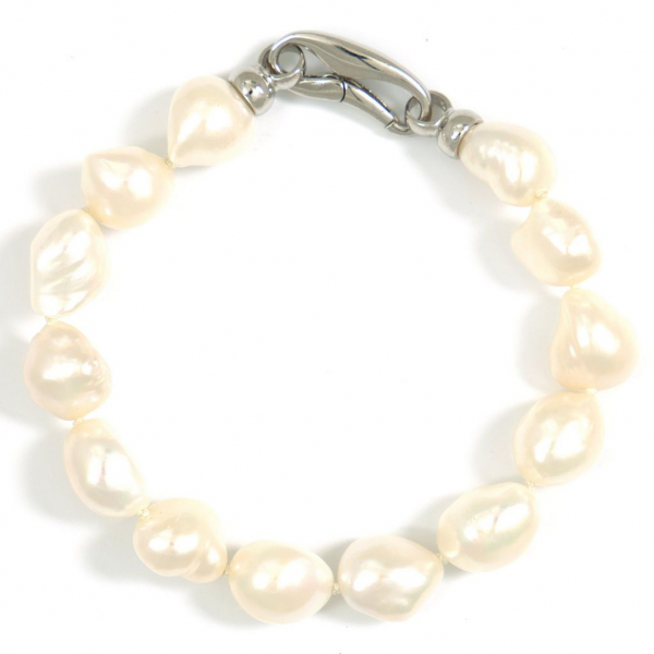 Semi Barockes Perlen-Armband in Weiß mit 12-15 mm Perlen