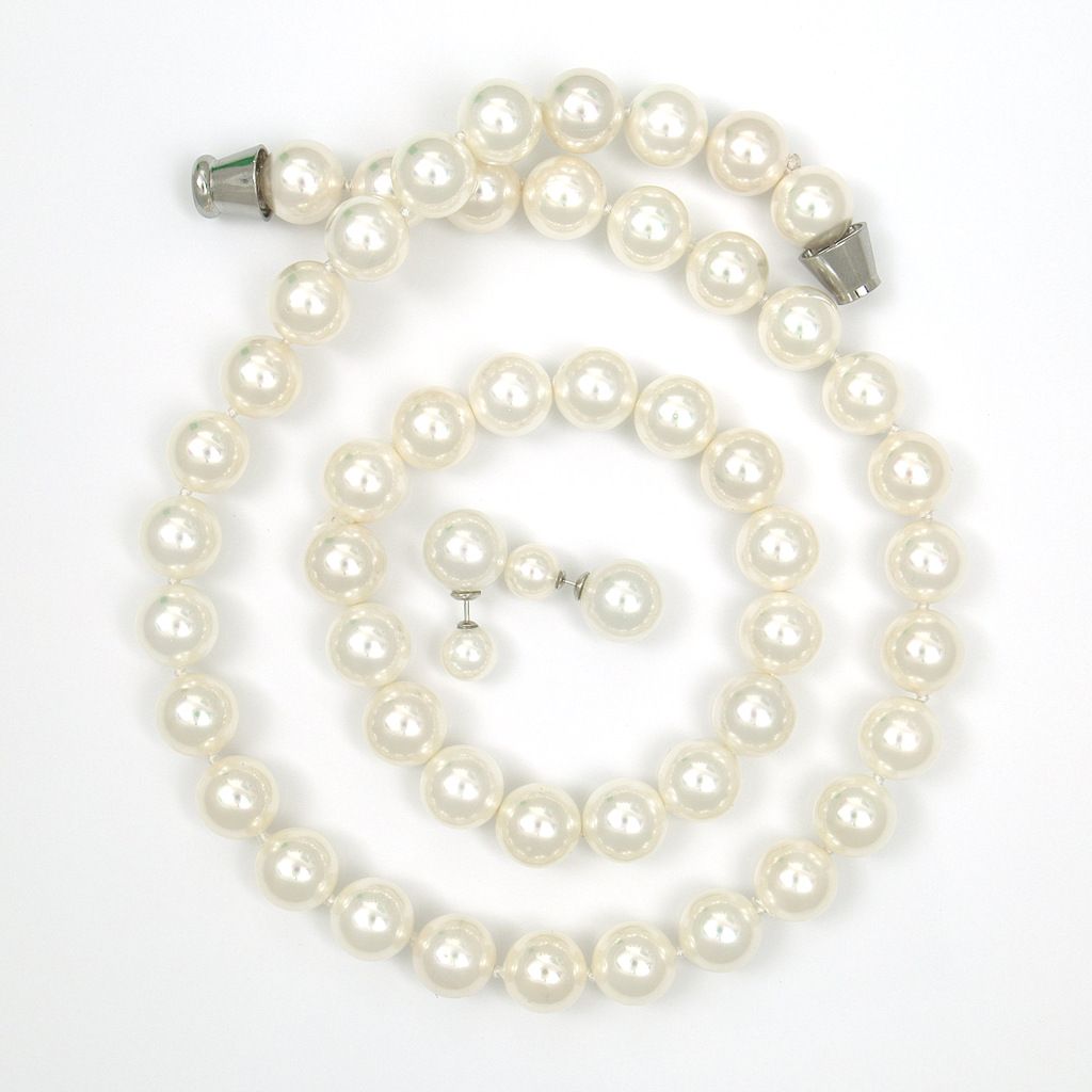 shell pearl Armband,12mm Weiß Muschelkernperlen Armband & Ohrringe 
