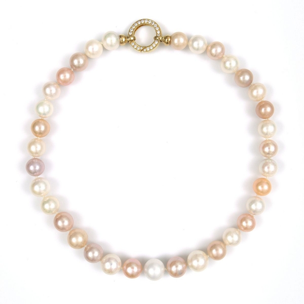 Perlen-Collier in Multi-Color mit 11,2 -13,5 mm Perlen