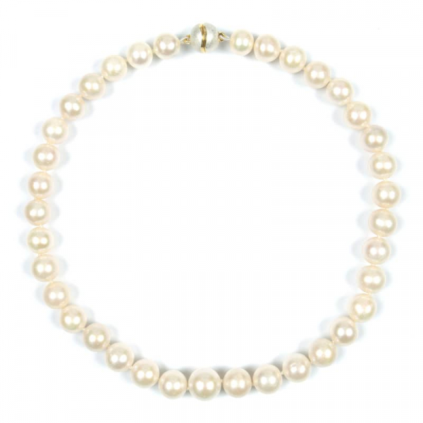 Perlenketten Collier in reinstem Weiß mit 11-14 mm Perlen