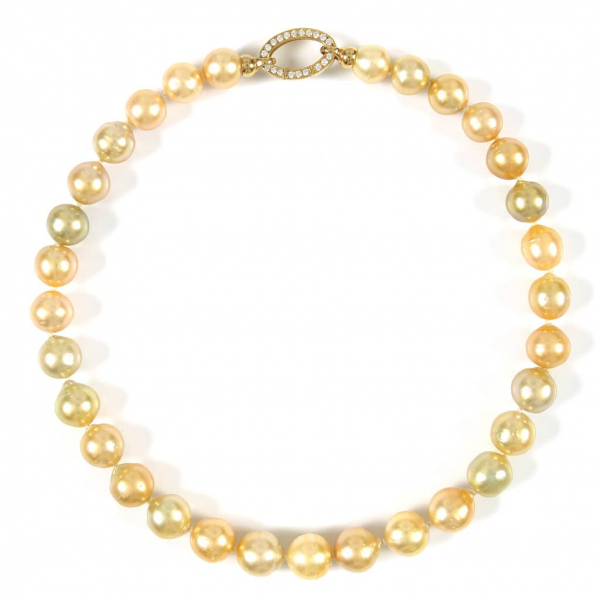 Südsee Perlenkette mit goldenen Perlen