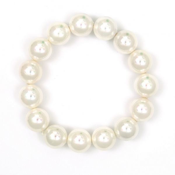 Armband: 12 mm Perlen in Weiß