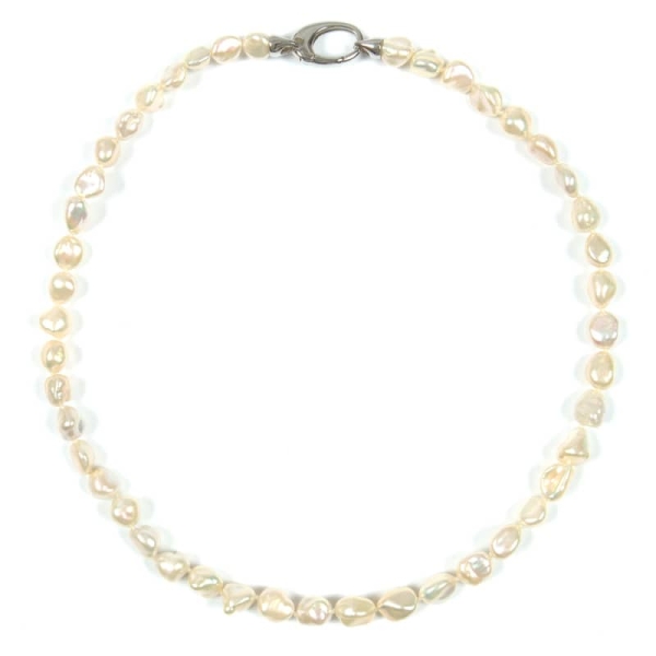 Keshi-Perlenkette in Metallic Weiß