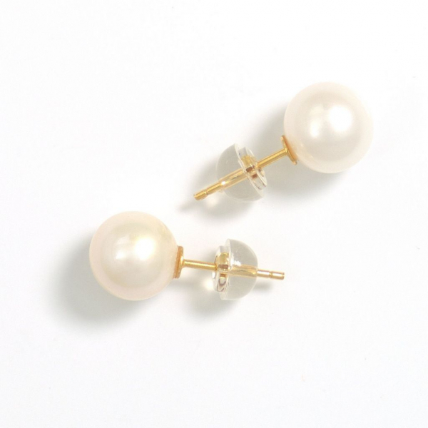 Perlen Ohrstecker mit 8,1mm runden Perlen in Weiß