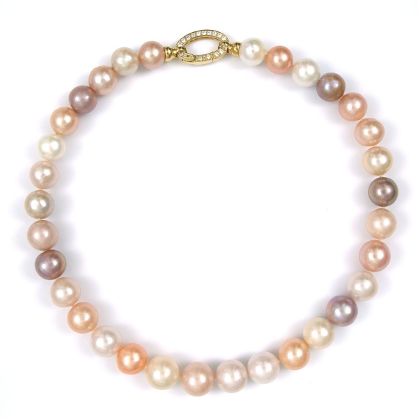 Perlen-Collier in Multi-Color mit 12,1 -14,8 mm Perlen