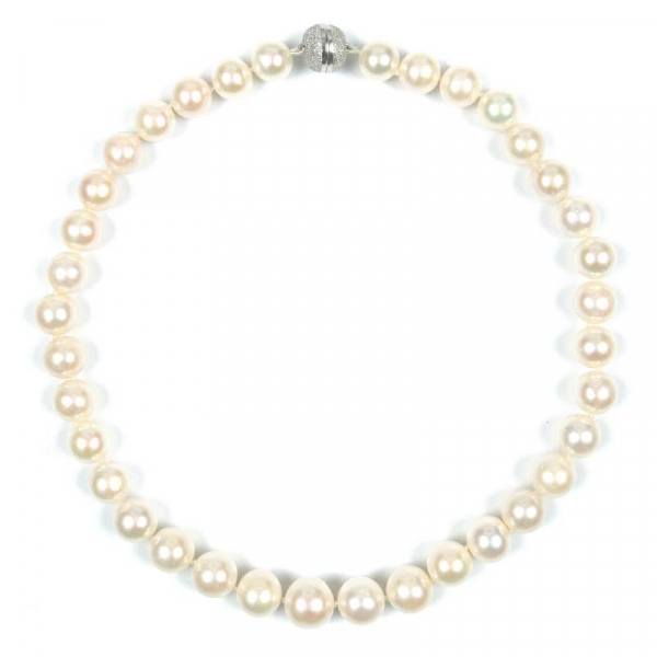 Perlenketten Collier in reinstem Weiß mit 11-14 mm Perlen