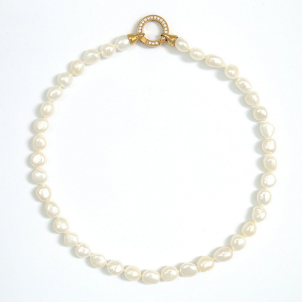 Semi Barocke Perlenkette in Weiß mit 10 mm Perlen