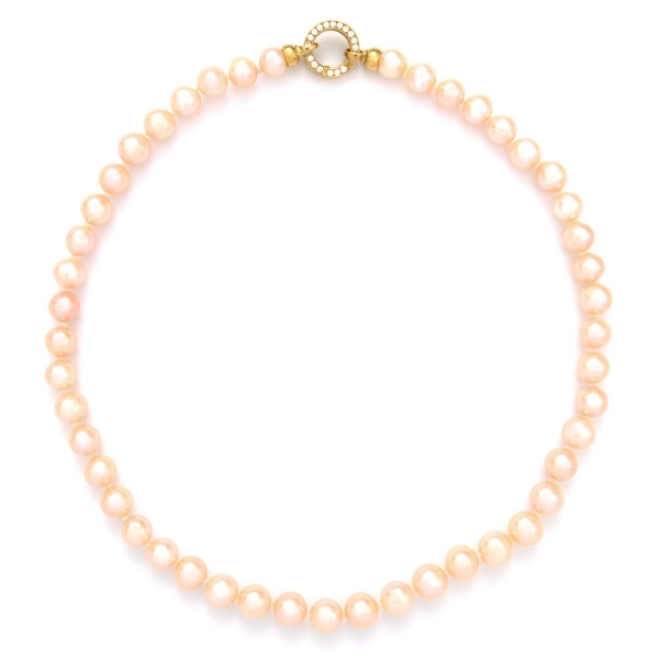 Perlenkette in Peach mit 9 mm Perlen