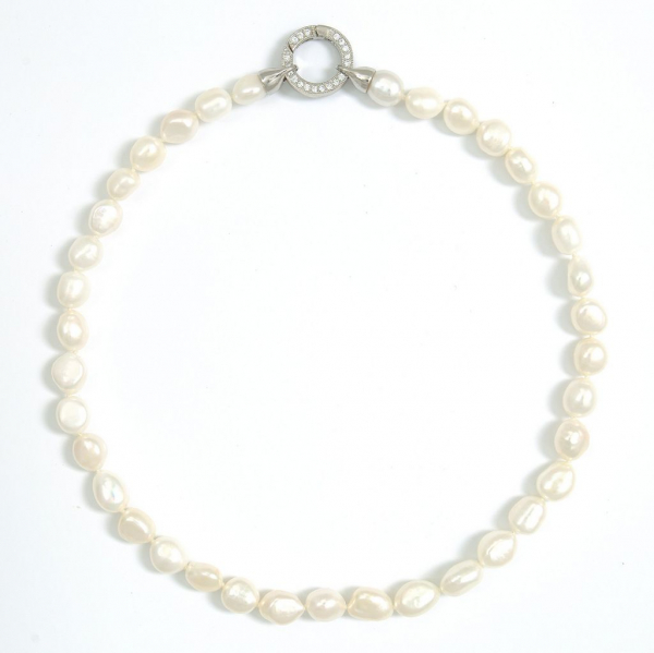 Semi Barocke Perlenkette in Weiß mit 10 mm Perlen