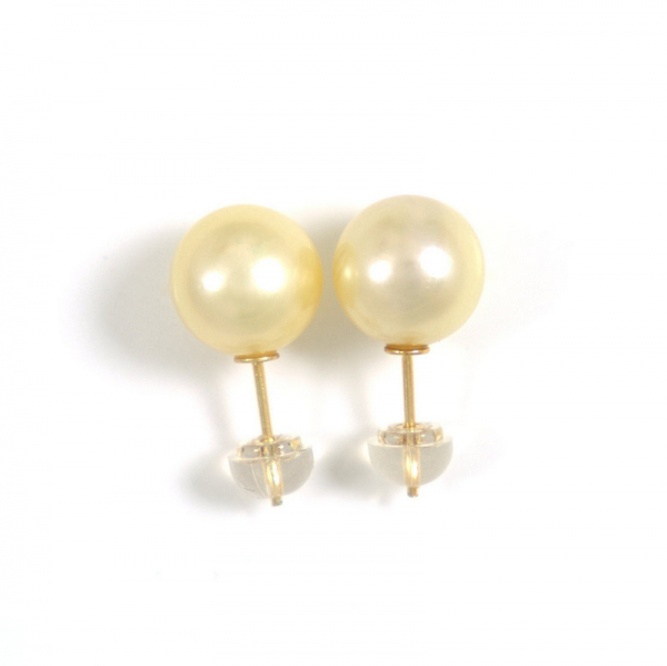 Südsee Perlen Ohrstecker mit 10,2mm runden Perlen in Gold
