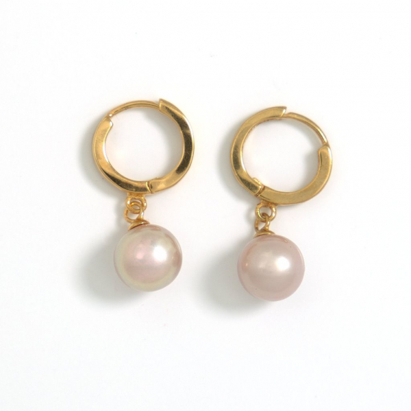 Perlen Kreolen mit 8,3mm runden Perlen in Rosa