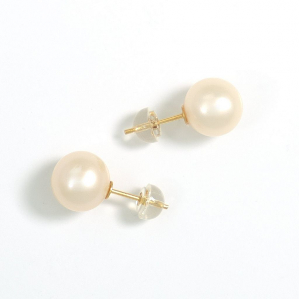 Perlen Ohrstecker mit 9,1mm runden Perlen in Weiß