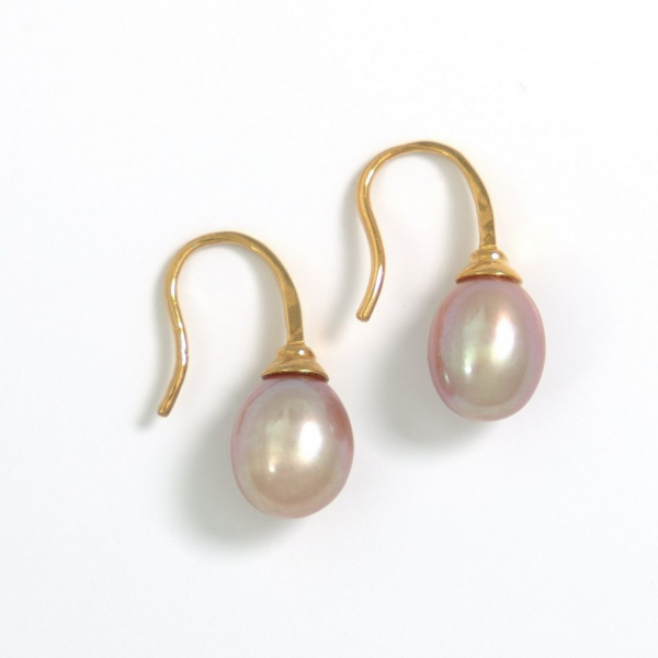 Perlen Ohrhänger mit 8,5mm tropfenförmigen Perlen in Rosa