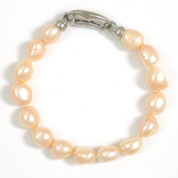 Semi-barockes Perlen-Armband in Peach mit 10 mm Perlen
