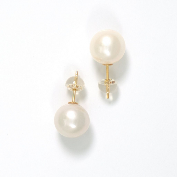 Perlen Ohrstecker mit 10,8mm runden Perlen in Weiß
